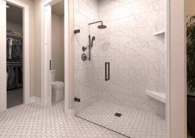 A view of the Master Bathroom Shower of a unit at Cedar Gables Condominiums in Pewaukee, Wisconsin